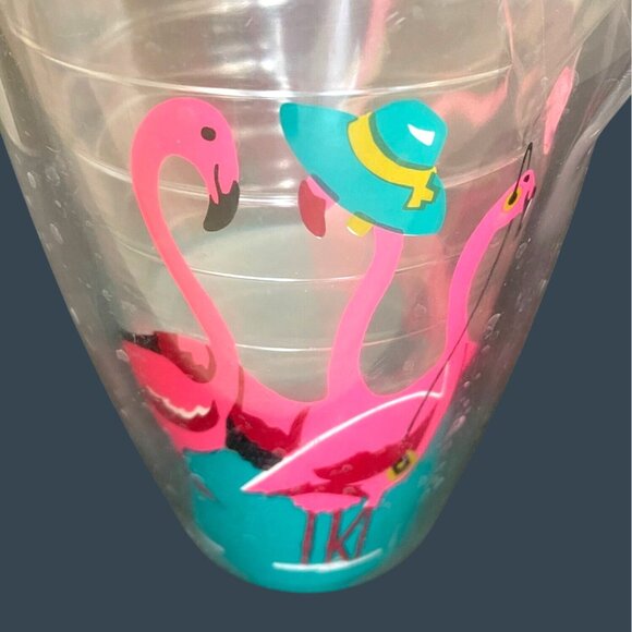 Retro Pink Flamingo Pitcher 64oz Insulated Clear Plastic Lid Fun Pool Party VTG - Picture 5 of 8